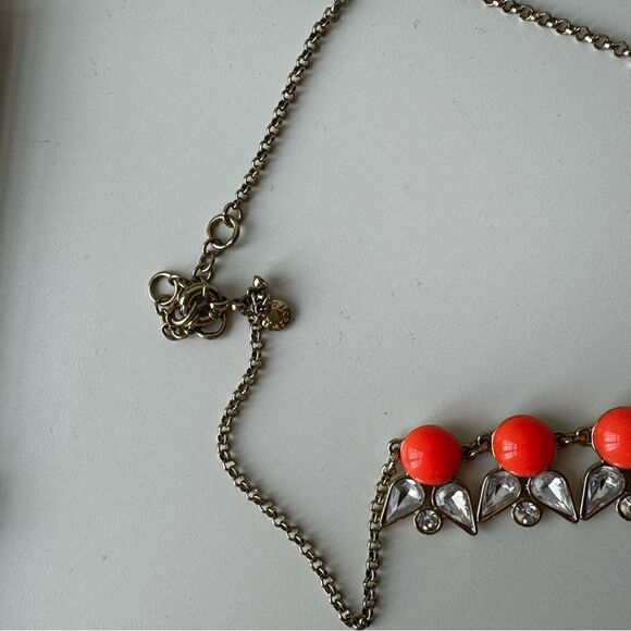 J. Crew Gold-Tone Link Chain Pink Crystal Stone Statement Necklace - Picture 3 of 4